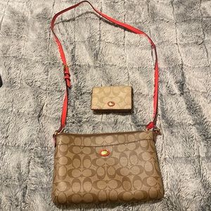 Coach cross body and wallet gently used